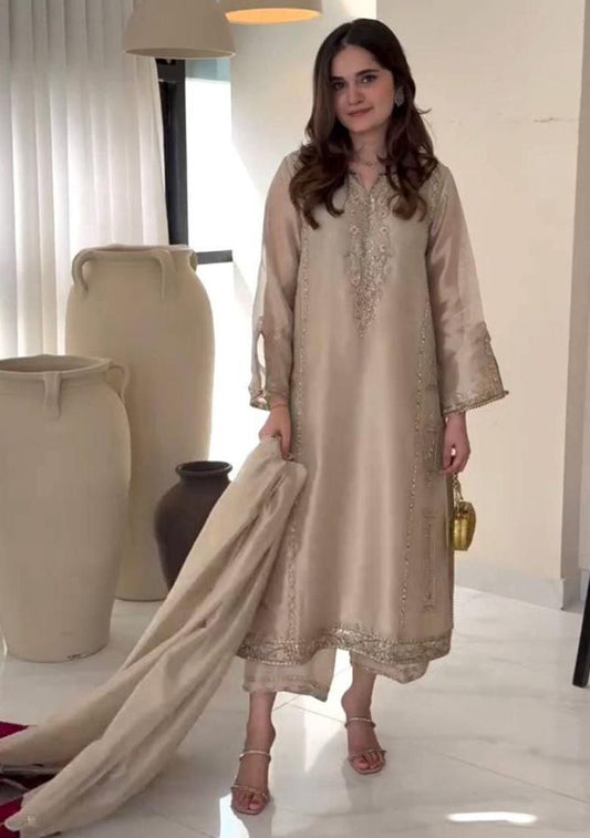 Saheli Brown Embroidery Pur Jimmy Choo Salwar Kameez