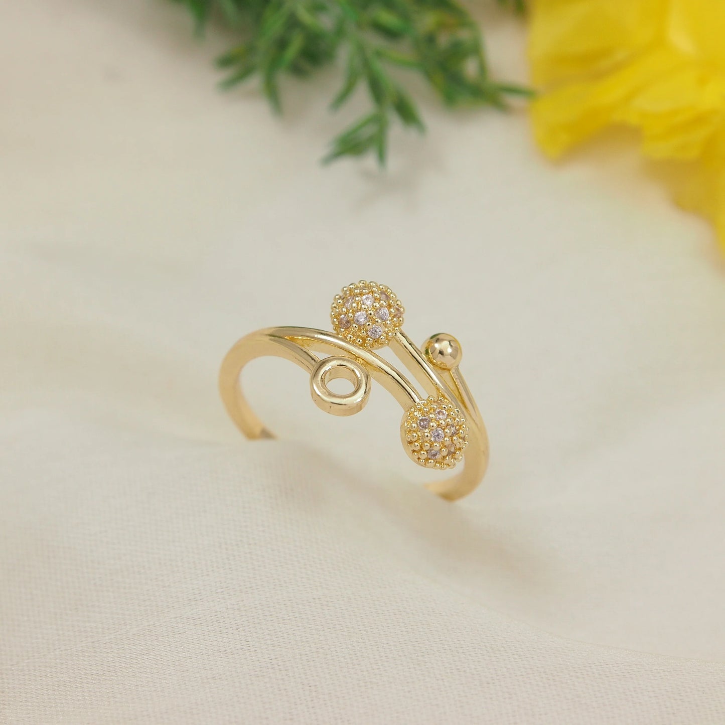 Saheli Gold Plated Adjustable Finger Ring