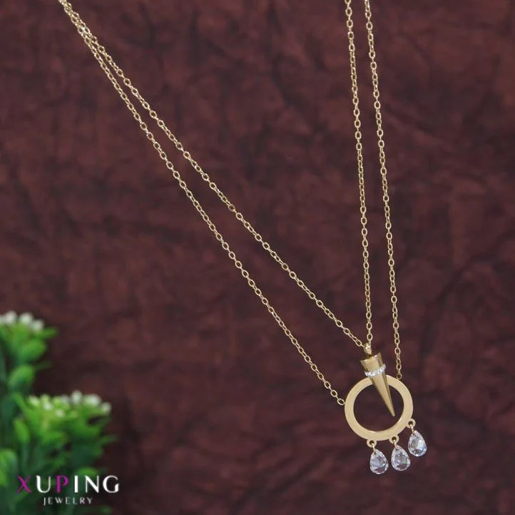 Saheli Xuping Double Layer Triangle Pendent Necklace