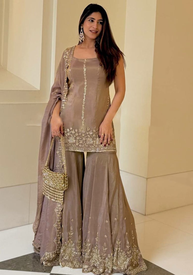 Saheli Pink Embroidery Blended Kurta Set