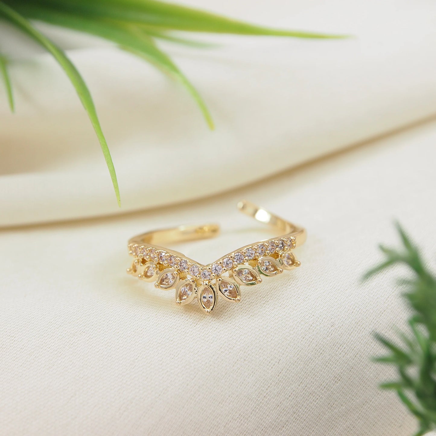 Saheli Gold Plated Adjustable Finger Ring