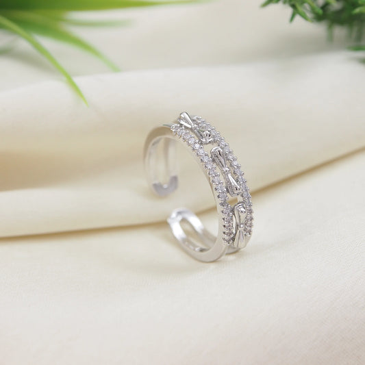 Saheli SILVER Plated Adjustable Finger Ring