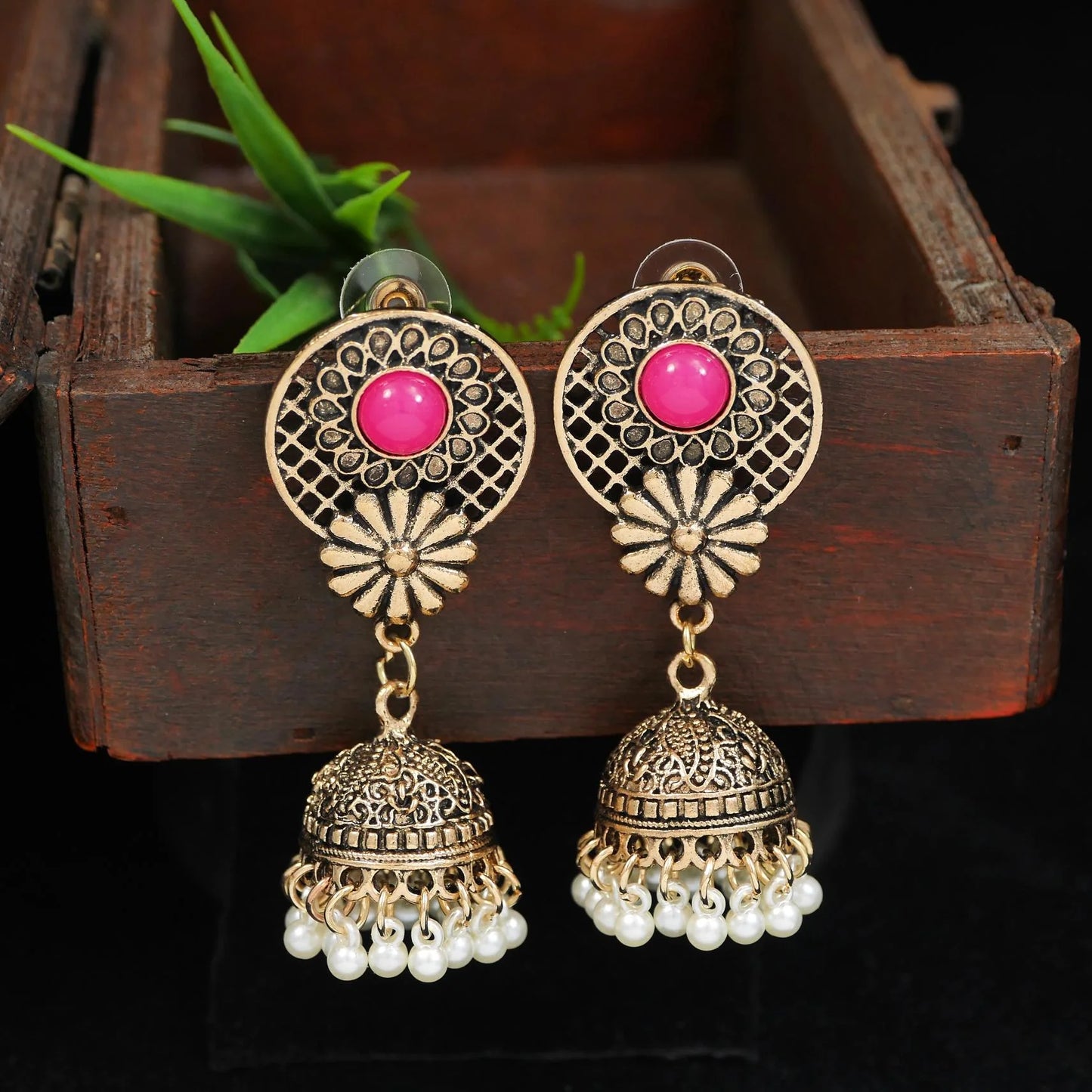 Saheli Antique Gold/Silver Plated Dual Coloured Enamel Dangler Earring