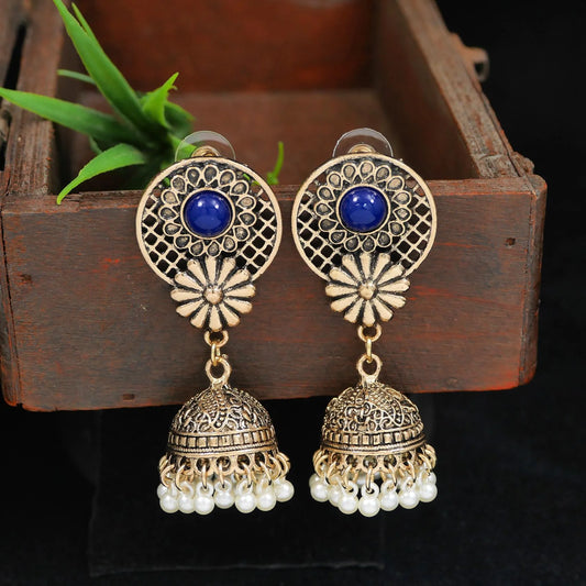 Saheli Antique Gold/Silver Plated Dual Coloured Enamel Dangler Earring