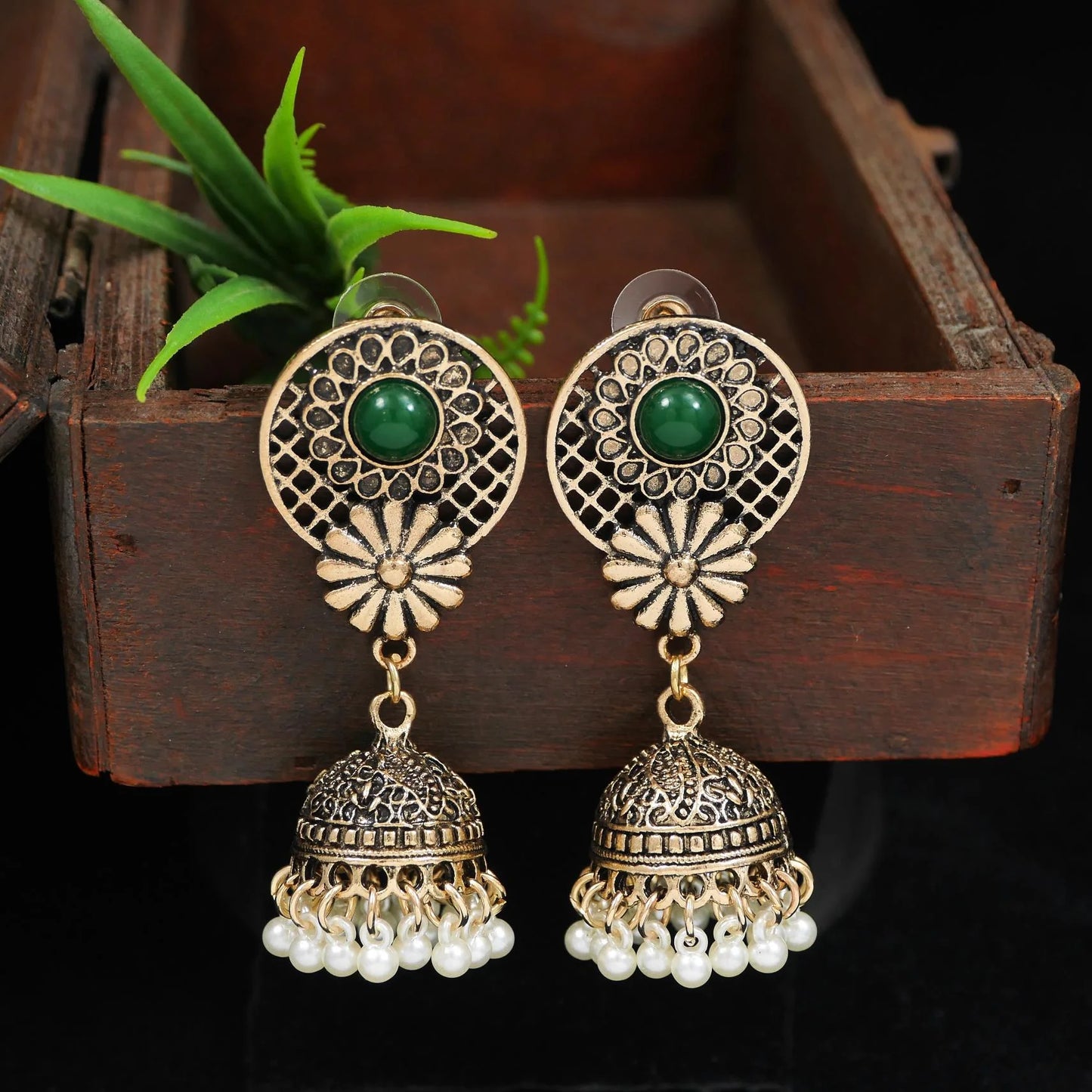 Saheli Antique Gold/Silver Plated Dual Coloured Enamel Dangler Earring