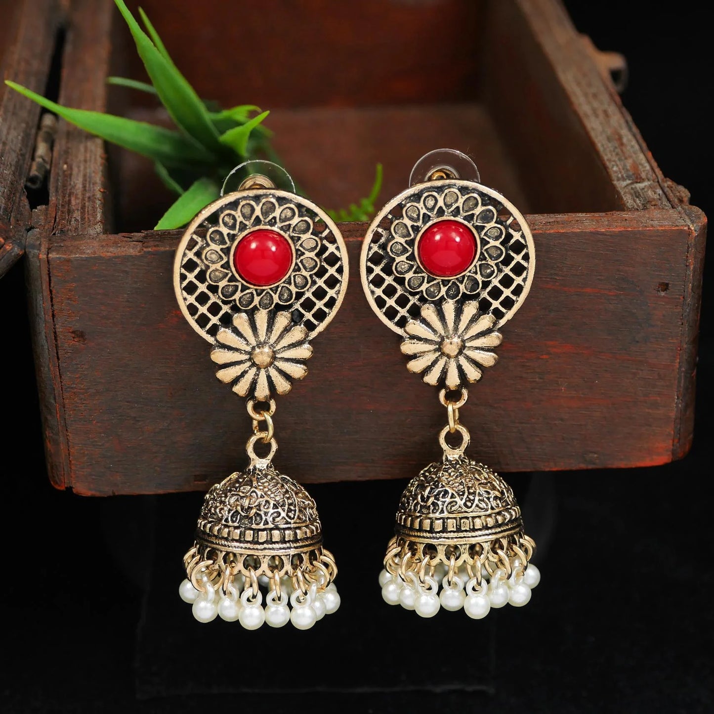 Saheli Antique Gold/Silver Plated Dual Coloured Enamel Dangler Earring