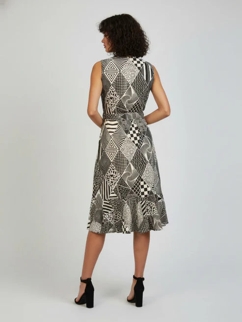 Saheli Women's White Pure Cotton Geometric Printed A-line Dress