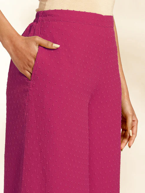 Saheli Pink Chiffon Woven Design Gathered Co-Ord Set