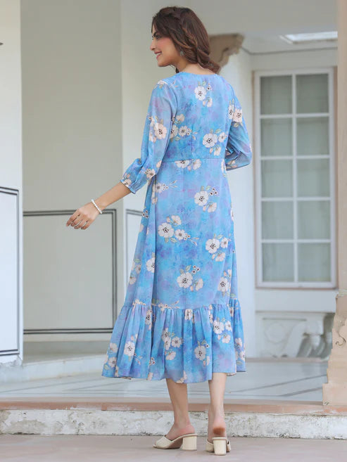 Saheli Georgette Floral Printed A-line Dress