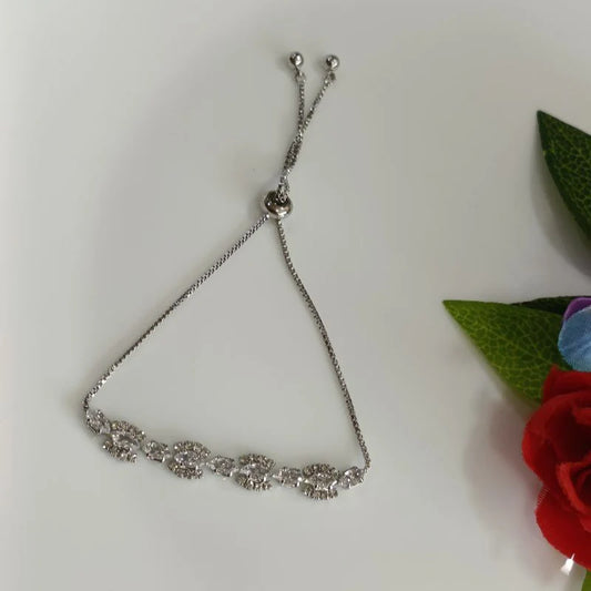 Saheli Korean Gold/Silver Plated Cubic Zirconia Stone Adjustable Bracelate