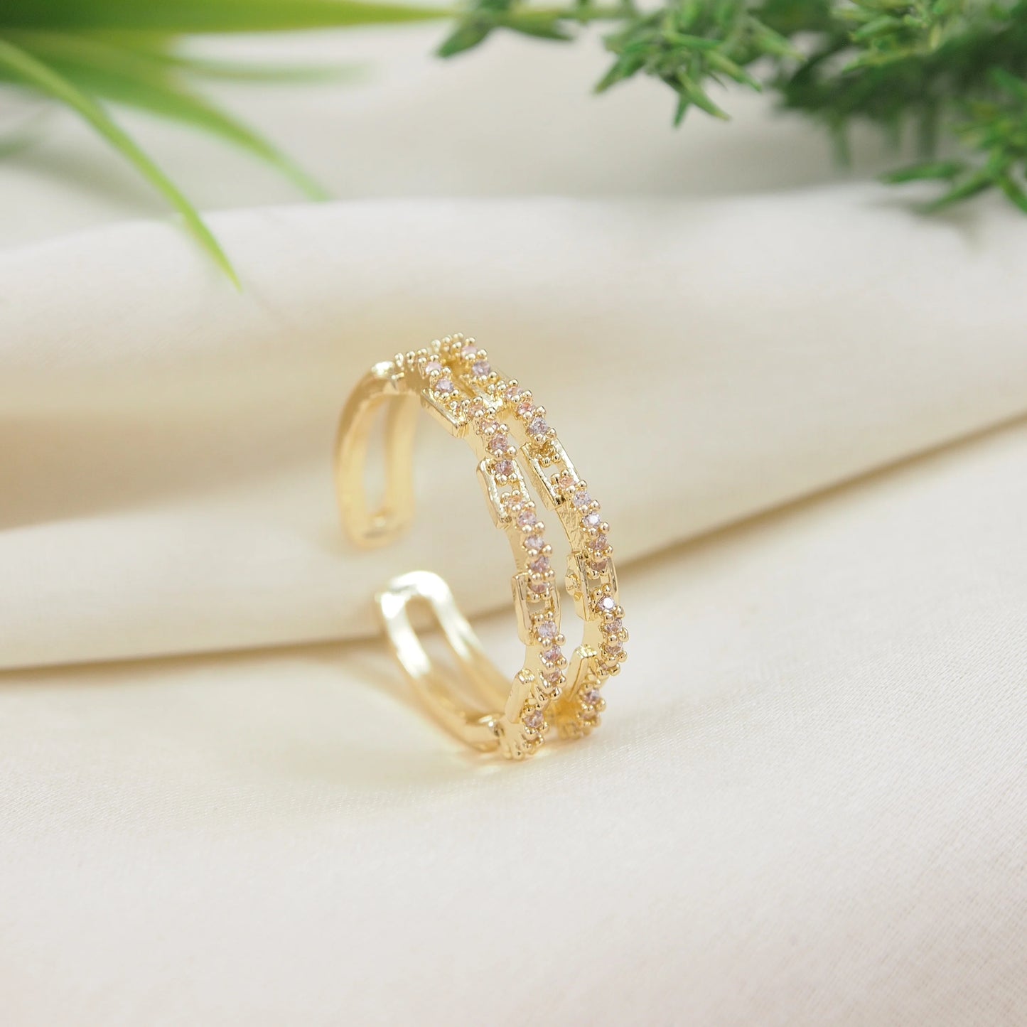 Saheli Gold Plated Adjustable Finger Ring