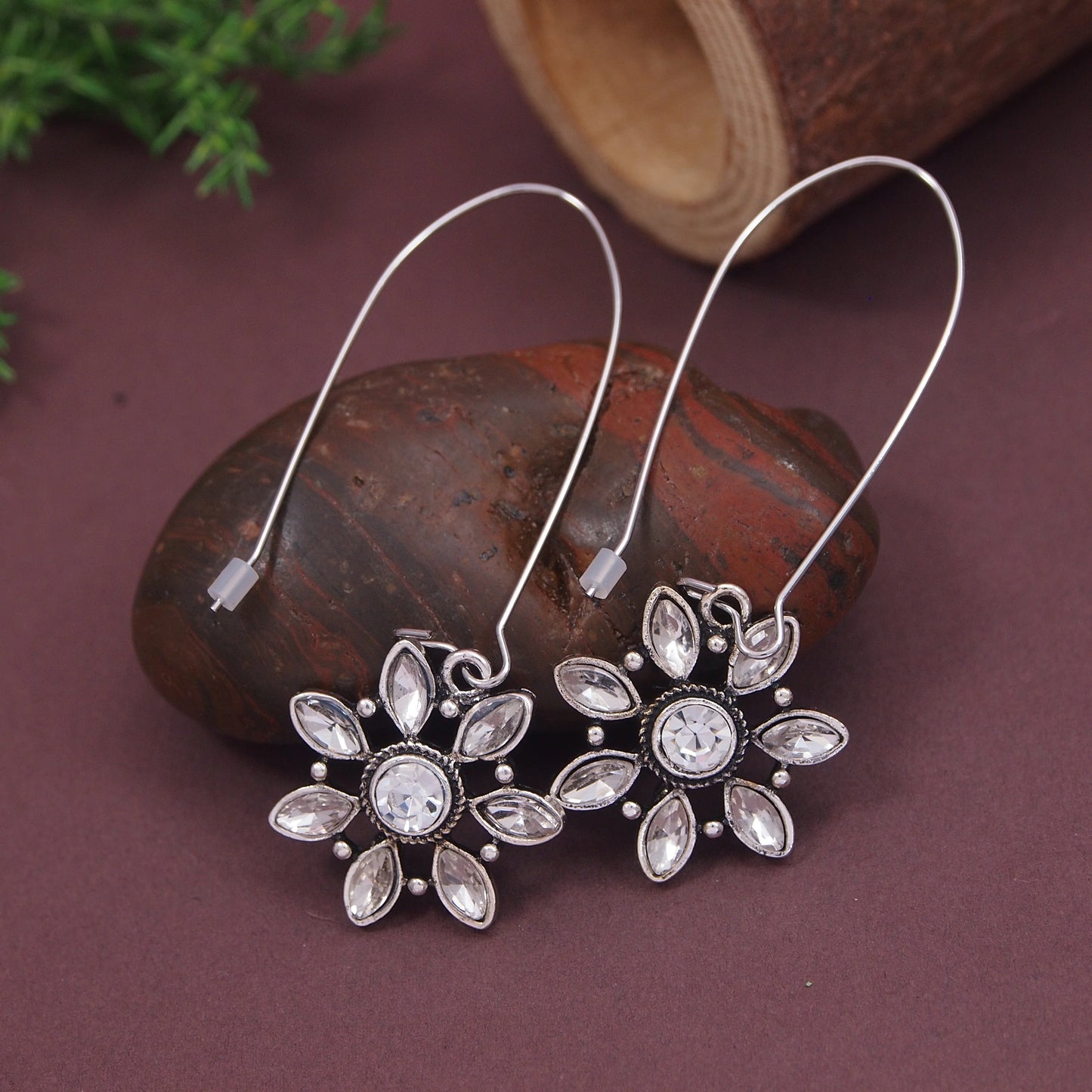 Saheli Antique Gold/Silver Plated Temple Shaped Hook Long Earring