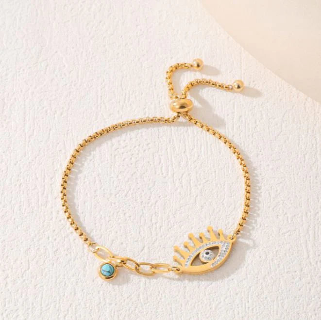 Saheli Stainless Steel Evil Eye Hanging Beads Bracelet