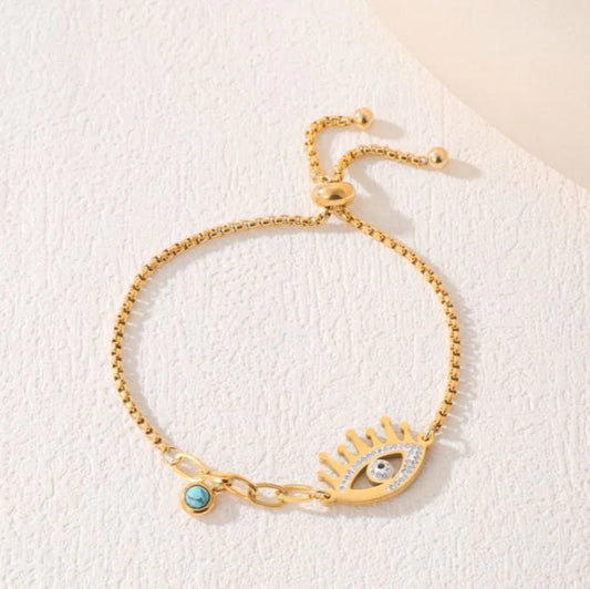 Saheli Stainless Steel Evil Eye Hanging Beads Bracelet